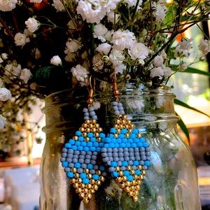 “Cloudy Skies” Small Beaded Earrings